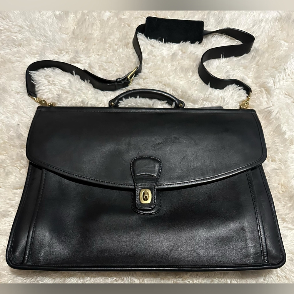 Vintage COACH Black Leather Beekman 5266 Briefcase Messenger Bag